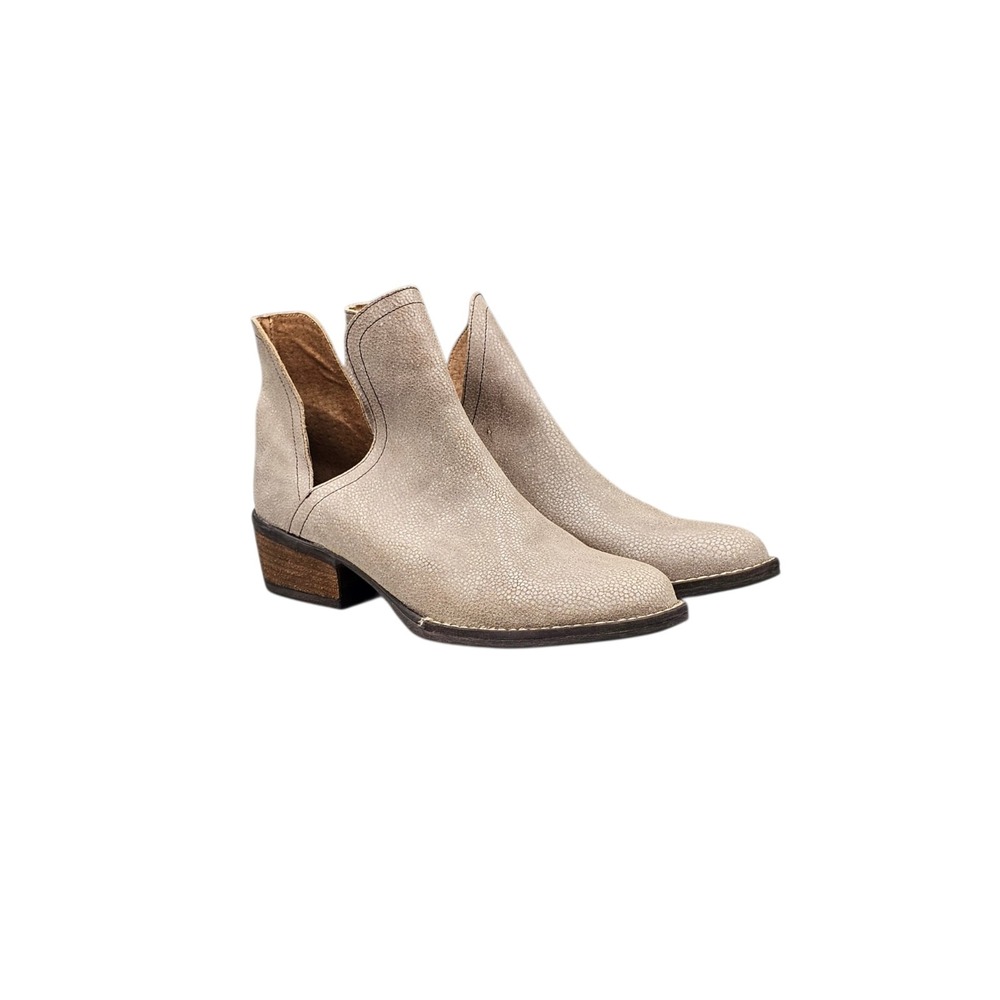 Corky's Girl Depo Taupe Metallic Leather Ankle Booties Womens Size 9 Block Heel